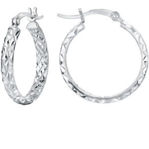 REEDS Sterling Silver Diamond Etched Hoop Earrings